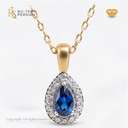 Colier din aur galben cu safir și diamante naturale certificat IGI