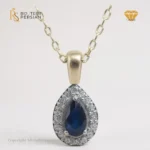 Colier din aur galben cu safir și diamante naturale certificat IGI