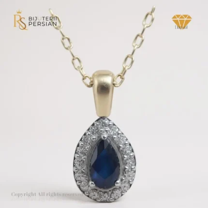 Colier din aur galben cu safir și diamante naturale certificat IGI