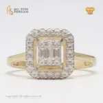 Inel Clarisse din aur galben 14K cu 29 de diamante naturale certificat IGI – model cu formă rectangulară