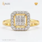 Inel Clarisse din aur galben 14K cu 29 de diamante naturale certificat IGI – model cu formă rectangulară