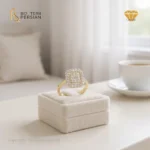 Inel Clarisse din aur galben 14K cu 29 de diamante naturale certificat IGI – model cu formă rectangulară