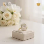 Inel Clarisse din aur galben 14K cu 29 de diamante naturale certificat IGI – model cu formă rectangulară