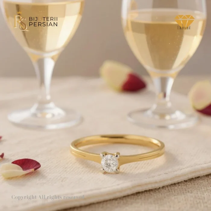 Inel solitar aur galben cu diamant IGI 0.14ct