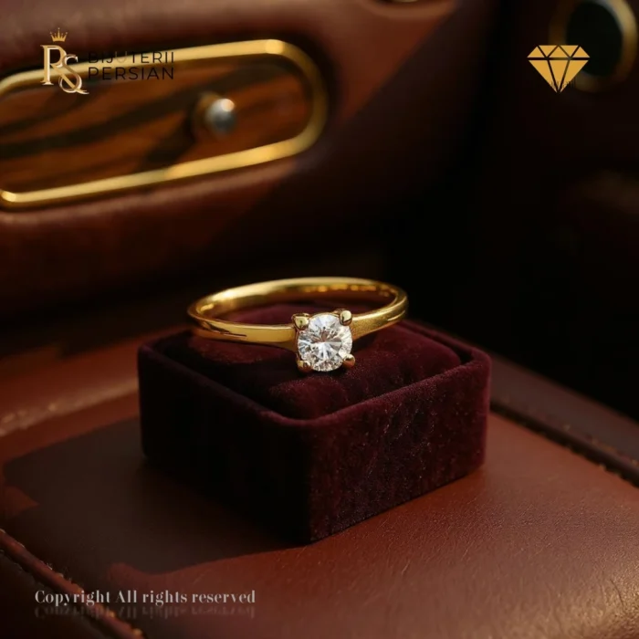 Inel solitar aur galben cu diamant IGI 0.14ct