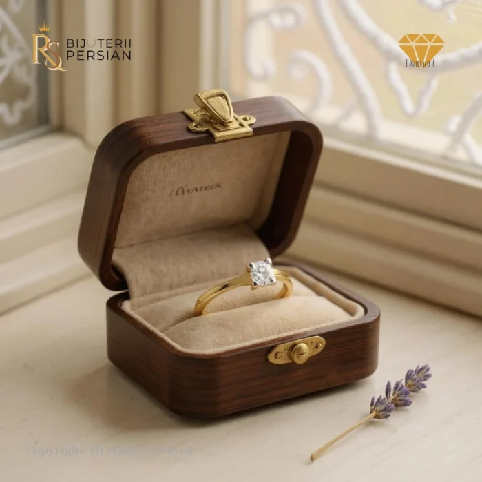 Inel solitar aur galben cu diamant IGI 0.14ct