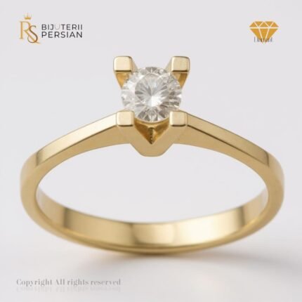 Inel solitar din aur galben cu diamant natural certificat IGI, model Eterna – design simplu și elegant