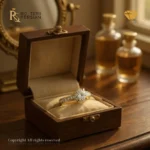 Inel solitar din aur galben cu diamant rotund și bandă cu pietre, certificat IGI