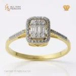 Inel Victoria din aur galben și alb 14K cu diamante naturale certificat HRD, design rectangular elegant