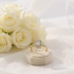 Inel Victoria din aur galben și alb 14K cu diamante naturale certificat HRD, design rectangular elegant