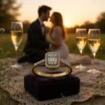 Inel Victoria din aur galben și alb 14K cu diamante naturale certificat HRD, design rectangular elegant