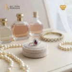 Inel aur galben cu rubin lacrimă și diamante naturale IGI