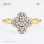 Inel din aur galben cu diamant natural în formă de trifoi
