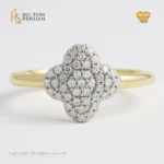 Inel din aur galben cu diamant natural în formă de trifoi