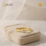 Inel subțire din aur galben cu diamant natural rotund 0.01 ct, montat în Bezel, certificat IGI