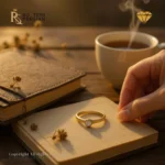 Inel subțire din aur galben cu diamant natural rotund 0.01 ct, montat în Bezel, certificat IGI