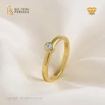 Inel subțire din aur galben cu diamant natural rotund 0.01 ct, montat în Bezel, certificat IGI