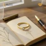 Inel subțire din aur galben cu diamant natural rotund 0.01 ct, montat în Bezel, certificat IGI