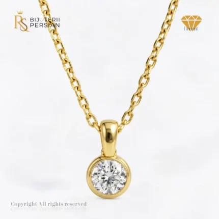 Pandantiv din aur galben 14K cu diamant natural rotund certificat HRD Antwerp, 0.03 ct