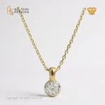 Pandantiv din aur galben 14K cu diamant natural rotund certificat HRD Antwerp, 0.03 ct