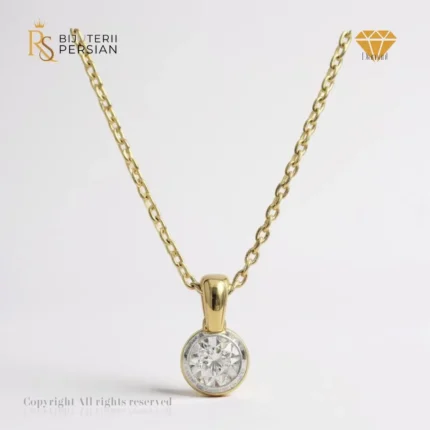 Pandantiv din aur galben 14K cu diamant natural rotund certificat HRD Antwerp, 0.03 ct