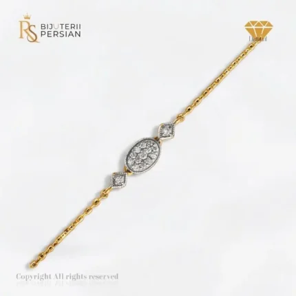 Brățară din aur 14K cu diamante naturale oval pavé certificată HRD – Bijuterii Persian
