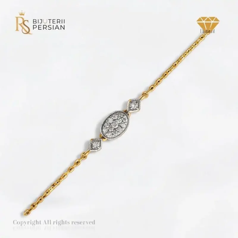Brățară din aur 14K cu diamante naturale oval pavé certificată HRD – Bijuterii Persian