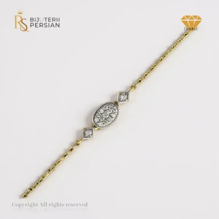 Brățară din aur 14K cu diamante naturale oval pavé certificată HRD – Bijuterii Persian