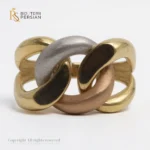 inel modern din aur galben, alb și roz 14K, model statement