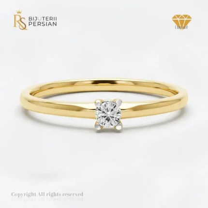 Inel de logodnă din aur galben cu diamant solitar de 0.11ct certificat IGI