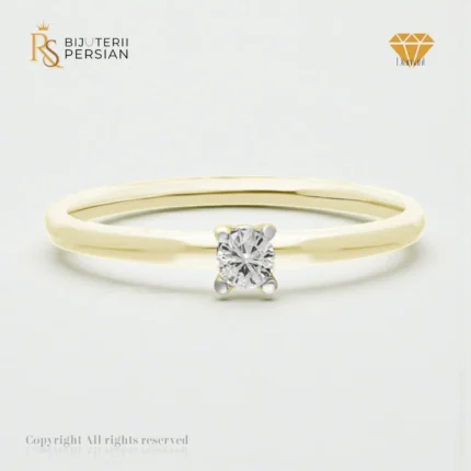 Inel de logodnă din aur galben cu diamant solitar de 0.11ct certificat IGI