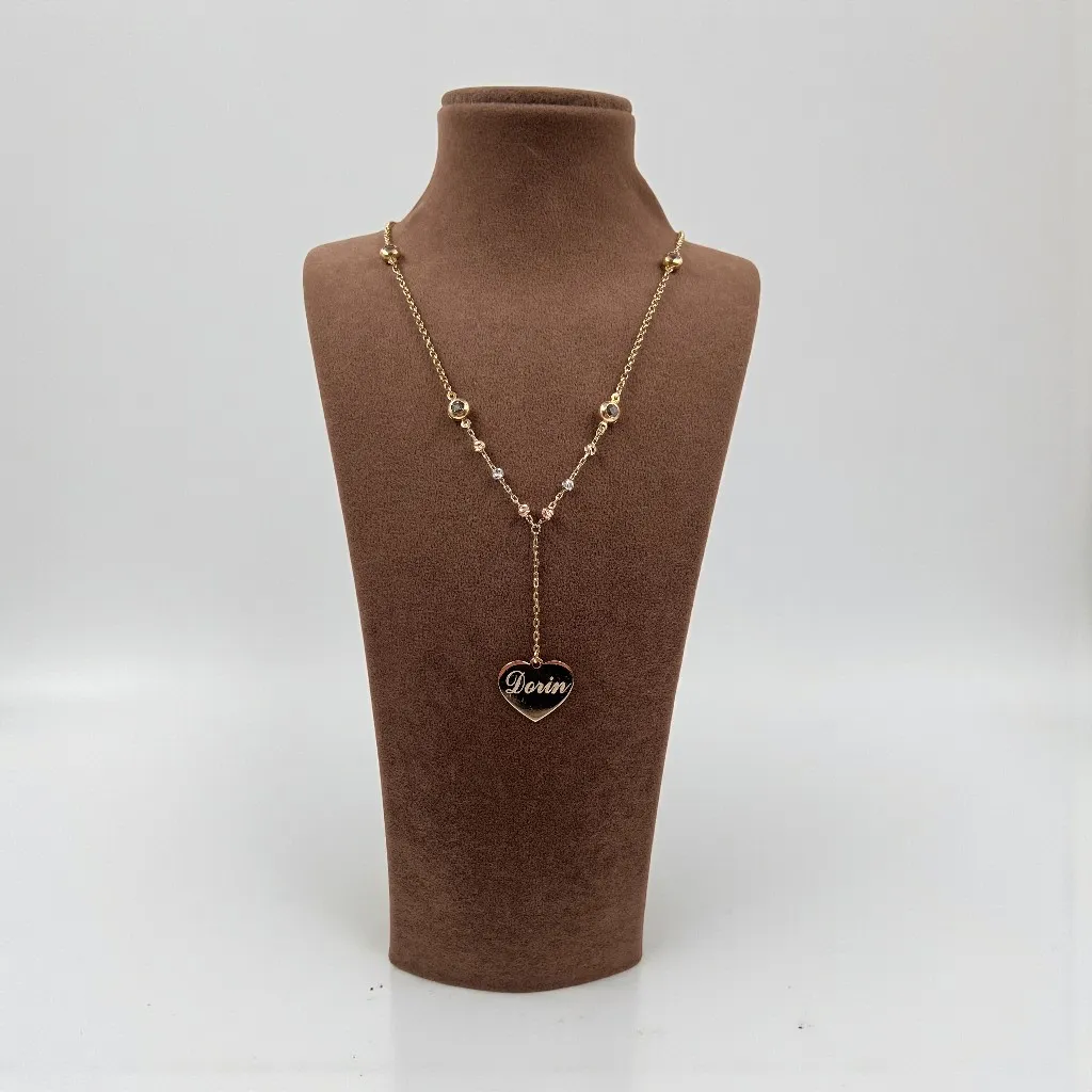 Lănțișor din aur 14K cu inimă inscripționată – model personalizat Bijuterii Persian