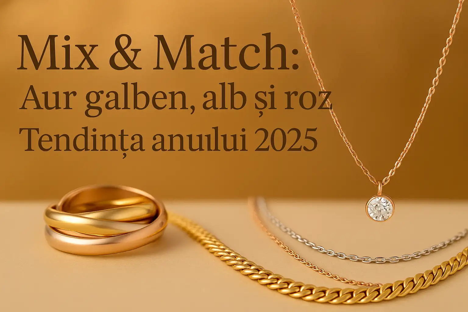 Mix & Match în 2025: combinarea aurului galben, alb și roz – idei de layering