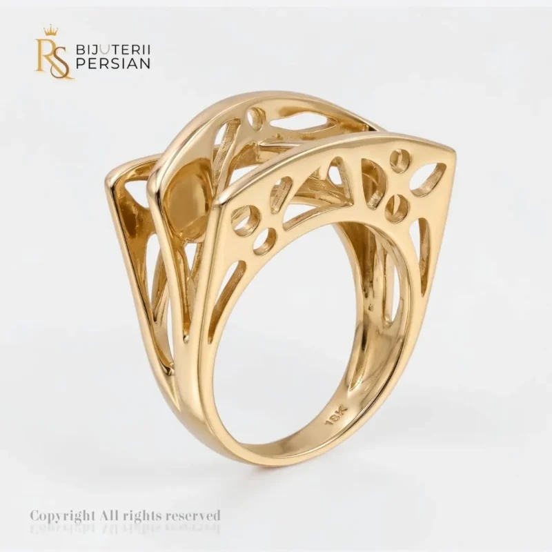 inel din aur 14K design artistic fluid sculptat – Bijuterii Persian