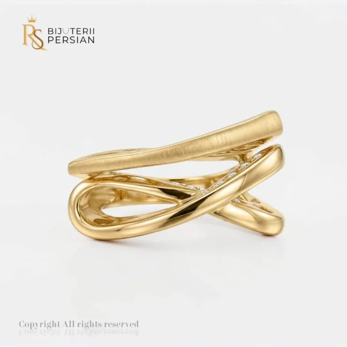 inel din aur 14K design artistic fluid sculptat – Bijuterii Persian