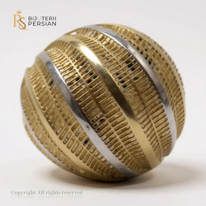 inel lat aur 14K cu textură și detalii bicolore – Bijuterii Persian