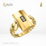Inel aur galben 14K Monaco Classic Plain Lock original cu placuta lucioasa polizata si corp din zale Cuban
