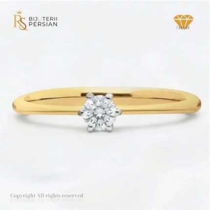 Inel solitaire din aur galben 14K cu diamant natural de 0.14 carate și certificat IGI
