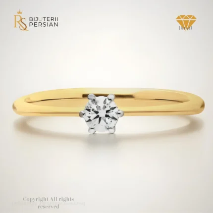 Inel solitaire din aur galben 14K cu diamant natural de 0.14 carate și certificat IGI