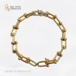 Brățară din aur galben 14K cu zale lungi, sfere și închizătoare cu pietre zirconia - Bijuterii Persian