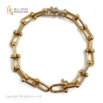 Brățară din aur galben 14K cu zale lungi, sfere și închizătoare cu pietre zirconia - Bijuterii Persian