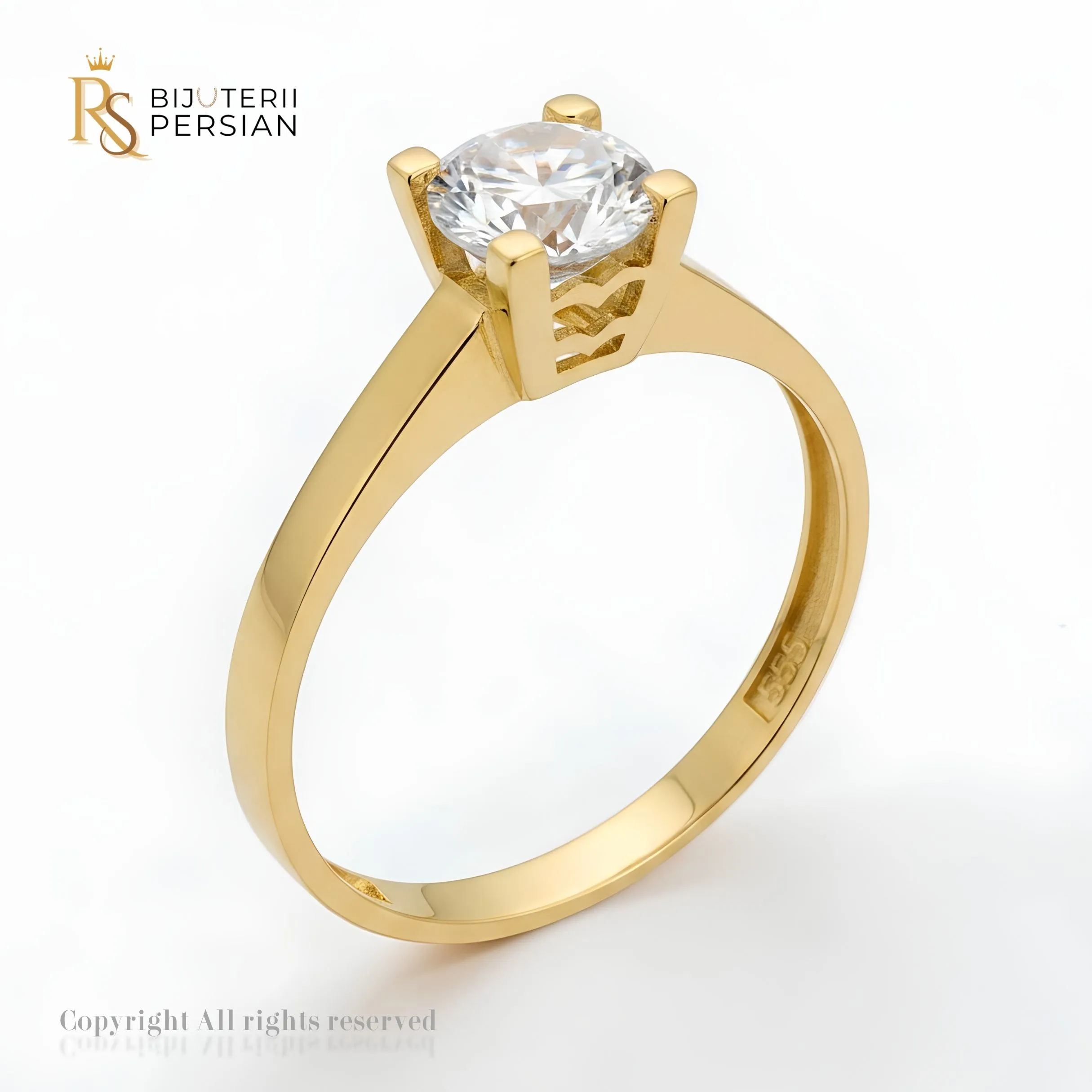 inel-de-logodna-aur-14k-solitaire-imperial Inel de logodna din aur galben 14K model solitaire cu piatră centrală - Bijuterii Persian
