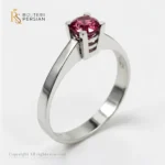 Inel de logodna din aur alb 14K model solitaire cu rubin natural roșu - Bijuterii Persian