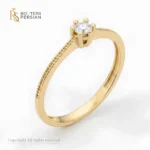 Inel de logodnă cu model punctat pe braț din aur galben 14K și coroană cu 6 gheruțe