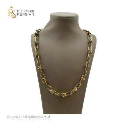 Lanț din aur galben 14K cu zale lungi și ghemuri metalice - Bijuterii Persian