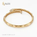 Brățară fixă aur galben 14K model exclusivist șarpe și cui cu cap pavat cu zirconii