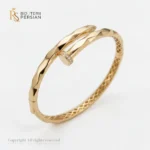 Brățară fixă aur 14K model șarpe și cui – detaliu microscopic cu micro-zirconii pe capul șarpelui