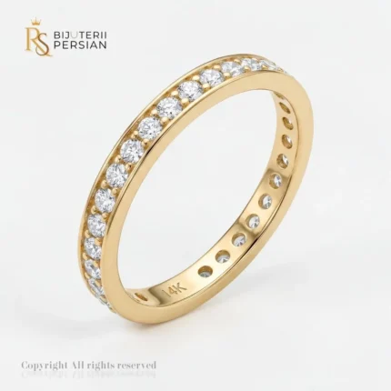 Inel tennis aur galben 14K cu zirconii albe model eternity