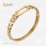Bratara fixa aur galben figaro din aur 14K cu zale curbate si galerie interioara ajurata