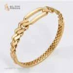 Bratara fixa aur galben figaro din aur 14K cu zale curbate si galerie interioara ajurata